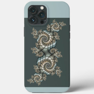Funda Para iPhone 13 Pro Max Resumen de espirales de arte fractal beige claro a