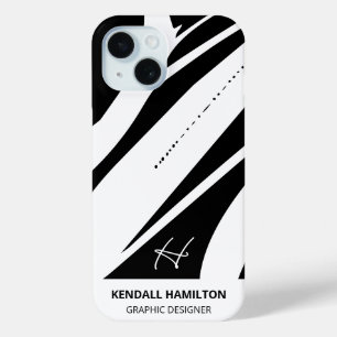 Funda Para iPhone 15 Resumen de estilo en un monograma moderno en blanc