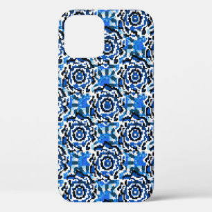 Funda Para iPhone 12 Resumen de estilo floral, azul, negro y beige t