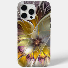 Funda Para iPhone 15 Pro Max Resumen de fantasía colorida Flor Fractal Moderno