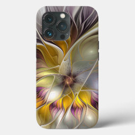 Funda Para iPhone 13 Pro Resumen de fantasía colorida Flor Fractal Moderno