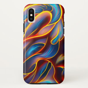 Funda Para iPhone XS Resumen de flamencos rojos Swirl Blue