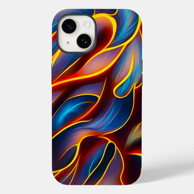 Funda De Case-Mate Para iPhone Resumen de flamencos rojos Swirl Blue (Reverso )