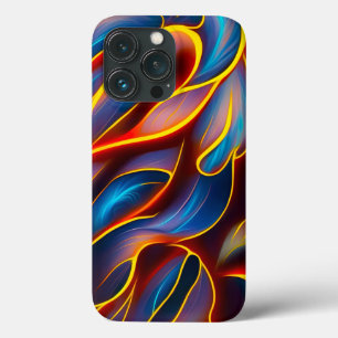 Funda Para iPhone 13 Pro Resumen de flamencos rojos Swirl Blue