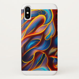 Funda Para iPhone X Resumen de flamencos rojos Swirl Blue