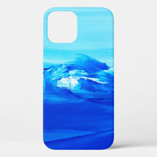 Funda Para iPhone 12 Resumen de fondo de pintura azul. Arte moderno.