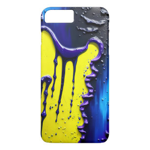 Funda Para iPhone 8 Plus/7 Plus Resumen de goteo de pintura púrpura amarilla salpi