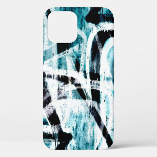 Funda Para iPhone 12 Resumen de graffiti negro y azul Funda-Mate iPhone