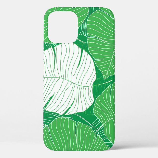 Funda De Case-Mate Para iPhone Resumen de hoja tropical, pintura artística. (Reverso )