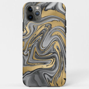 Funda Para iPhone 11 Pro Max Resumen De La Disminución De Aceite De Mármol Negr