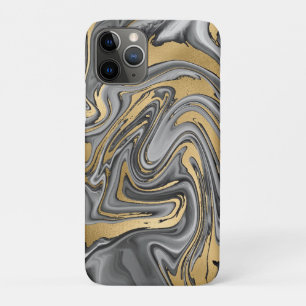 Funda Para iPhone 11 Pro Resumen De La Disminución De Aceite De Mármol Negr
