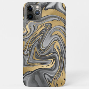 Funda Para iPhone 11 Pro Max Resumen De La Disminución De Aceite De Mármol Negr