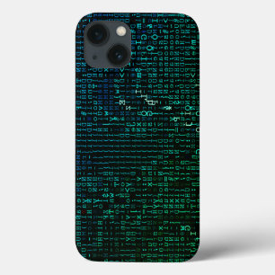 Funda Para iPhone 13 Resumen de la matriz verde y azul digital