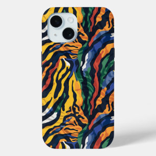 Funda Para iPhone 15 Resumen de las franjas de tigre coloridas