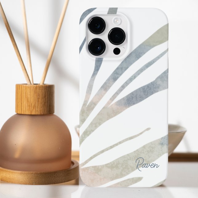 Funda De Case-Mate Para iPhone Resumen de las hojas de Boho con nombre (Subido por el creador)