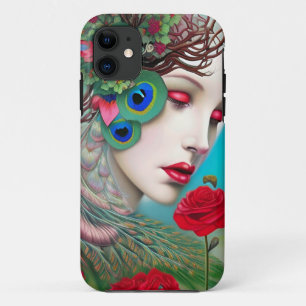 Funda Para iPhone 11 Resumen de los labios rojos y los Rosas del pavo r