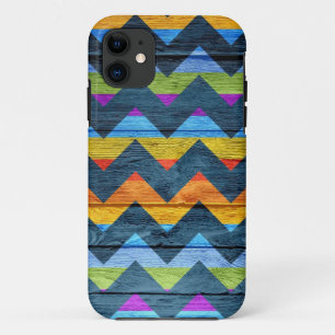Funda Para iPhone 11 Resumen de madera de Chevron colorida