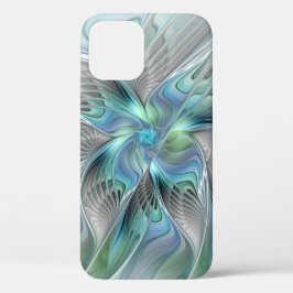 Funda Para iPhone 12 Resumen de mariposa azul verde azul Fantasía arte 