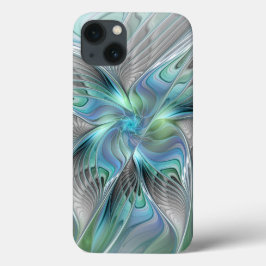 Funda Para iPhone 13 Resumen de mariposa azul verde azul Fantasía arte 
