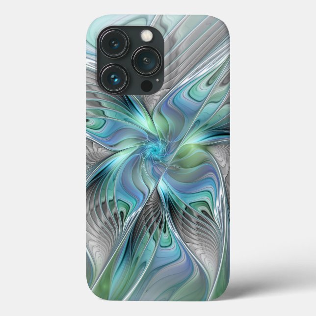 Funda De Case-Mate Para iPhone Resumen de mariposa azul verde azul Fantasía arte  (Reverso )