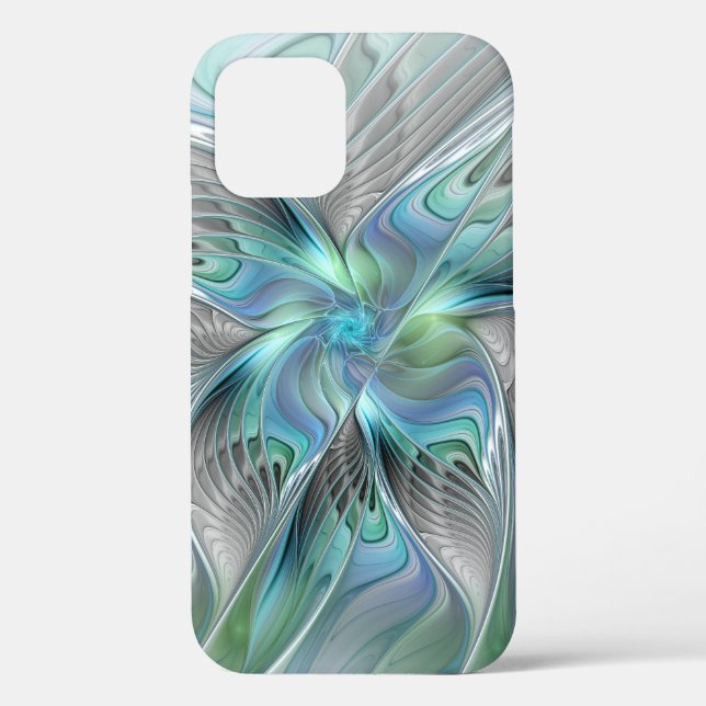 Funda De Case-Mate Para iPhone Resumen de mariposa azul verde azul Fantasía arte  (Reverso )