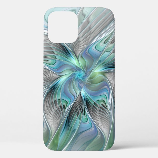 Funda De Case-Mate Para iPhone Resumen de mariposa azul verde azul Fantasía arte  (Reverso )