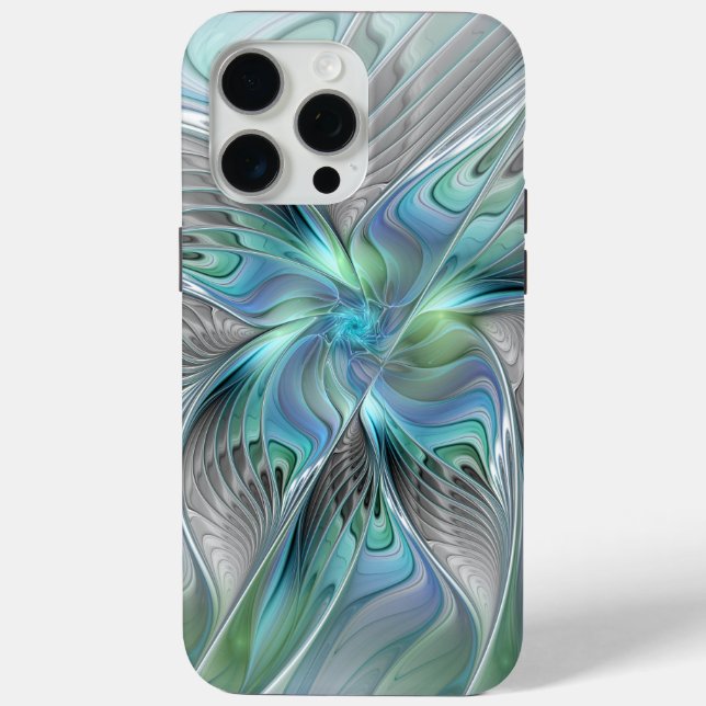 Funda De Case-Mate Para iPhone Resumen de mariposa azul verde azul Fantasía arte  (Reverso )