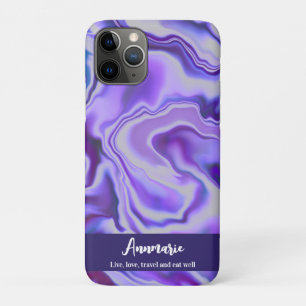 Funda Para iPhone 11 Pro Resumen de mármol azul y morado elegante personali