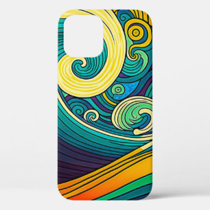 Funda Para iPhone 12 Pro Resumen de obras de arte de las olas hippie de la 