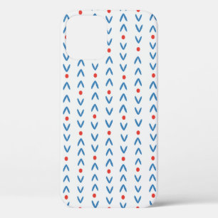 Funda Para iPhone 12 Resumen de patrón transparente en azul y rojo en c