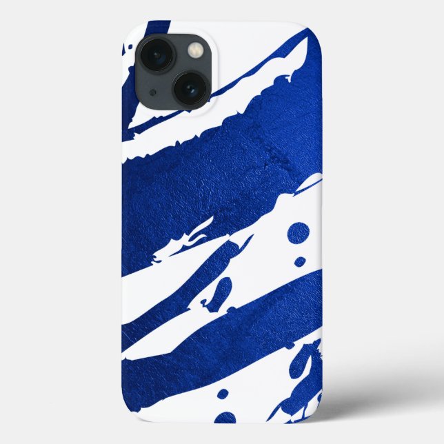 Funda De Case-Mate Para iPhone Resumen de pinceles azules índigo (Reverso)