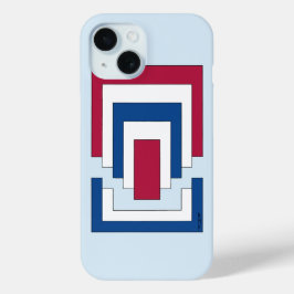 Funda Para iPhone 15 Resumen de Rectángulo en rojo, blanco y azul