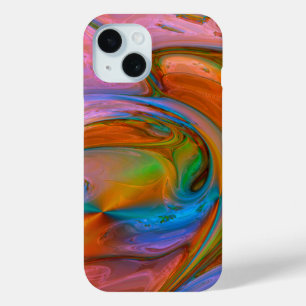 Funda Para iPhone 15 Resumen de Swirls Rosadas