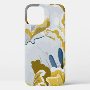 Funda Para iPhone 12 Resumen de un patrón impecable. Gris claro, amaril