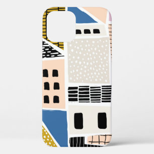 Funda Para iPhone 12 Resumen de un patrón sin fisuras con casas con dr