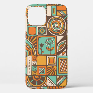 Funda Para iPhone 12 Resumen de un patrón sin fisuras con elementos ge