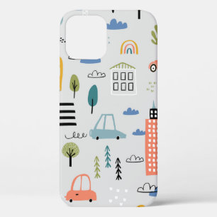 Funda Para iPhone 12 Resumen de un patrón sin fisuras con la ciudad dib