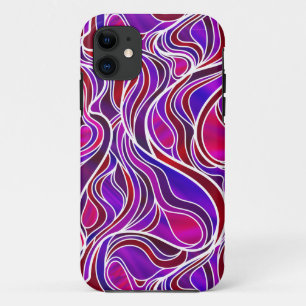Funda Para iPhone 11 Resumen de vidrio manchado morado