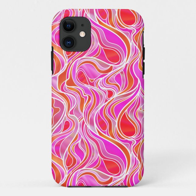 Funda De Case-Mate Para iPhone Resumen de vidrio manchado rosado (Reverso)