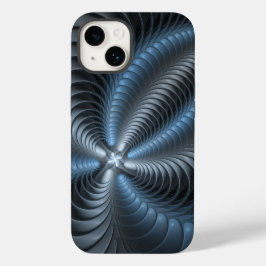 Funda Para iPhone 14 De Case-Mate Resumen del arte fractal 3D del gris azul plástico
