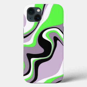 Funda Para iPhone 13 Resumen del fluido verde negro y neón