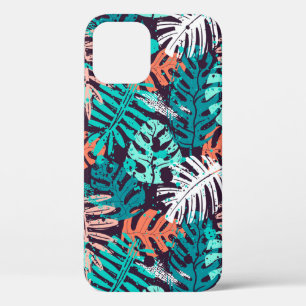 Funda Para iPhone 12 Resumen del patrón de hojas tropicales sin costura