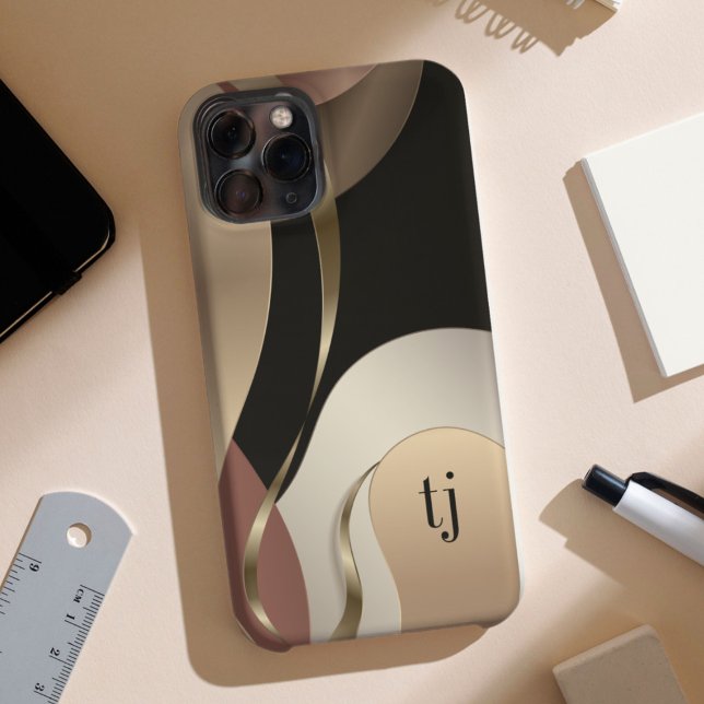 Funda De Case-Mate Para iPhone Resumen del patrón metálico con monograma (Subido por el creador)