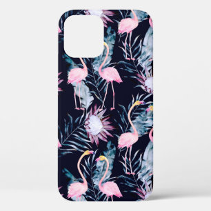 Funda Para iPhone 12 Resumen del patrón tropical con flamingo, protea,