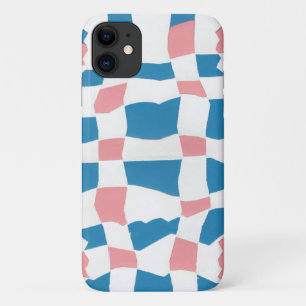 Funda Para iPhone 11 Resumen del tablero de cheques azul rosa de Mod Re
