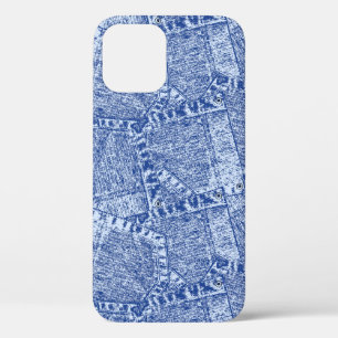 Funda Para iPhone 12 Resumen Denim Pockets Parchwork Seamless Pattern
