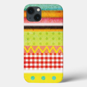 Funda Para iPhone 13 Resumen El viejo estilo Gingham Zigzag a rayas Pol