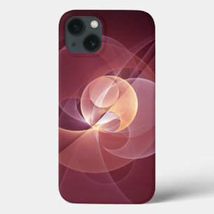 Funda Para iPhone 13 Resumen Elegante Vino Moderno Arte Fractal Rojo
