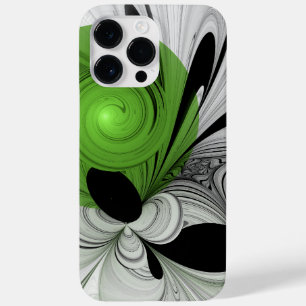 Funda Para iPhone 14 Pro Max De Case-Mate Resumen en blanco y negro con arte fractal verde
