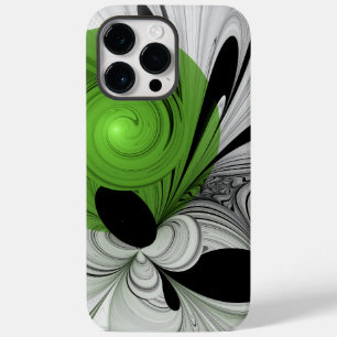 Funda Para iPhone 14 Pro Max De Case-Mate Resumen en blanco y negro con arte fractal verde